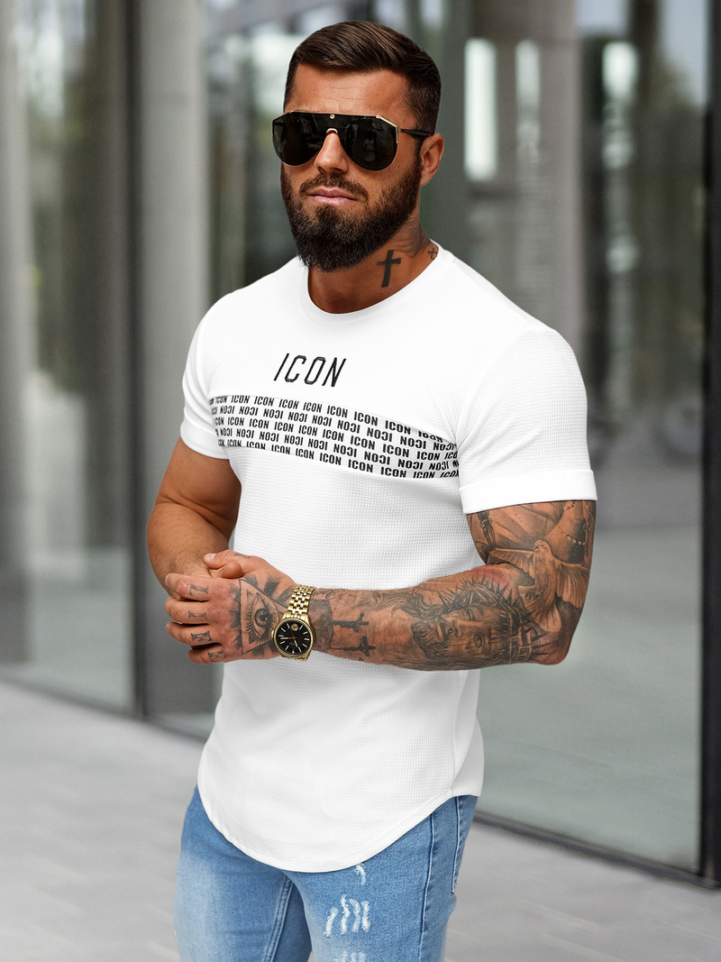 T-shirt Homme Blanc OZONEE O/B1215