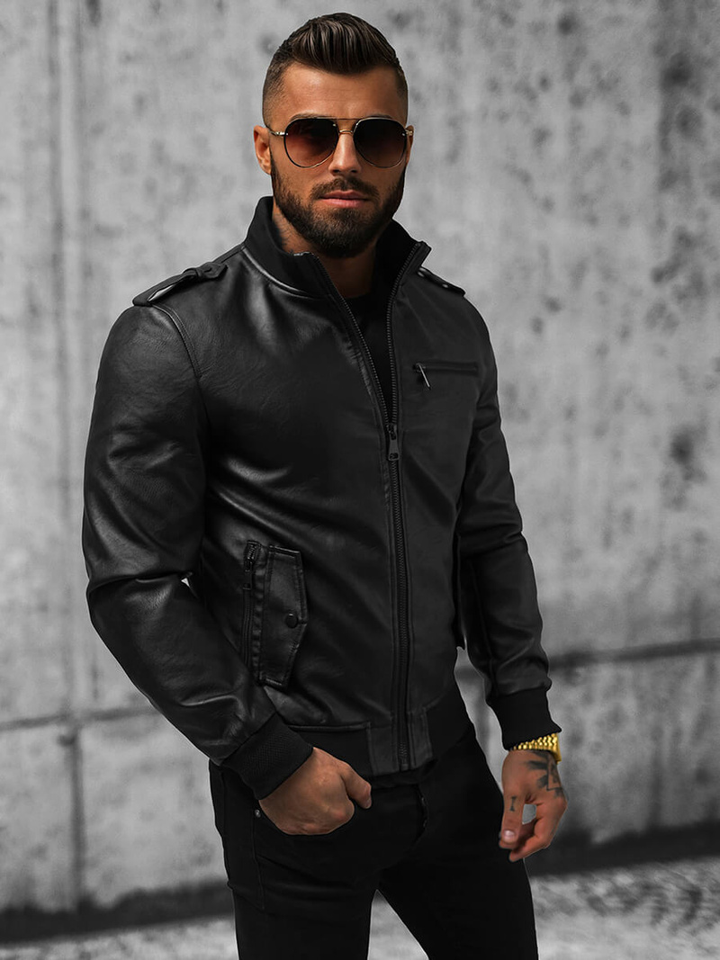 Veste en cuir homme noir OZONEE O/8907