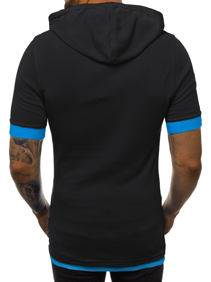 T-Shirt Homme Noir et bleu OZONEE O/1273Z
