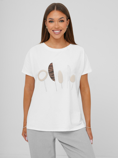 T-shirt femme blanc OZONEE JS/95T2566/1