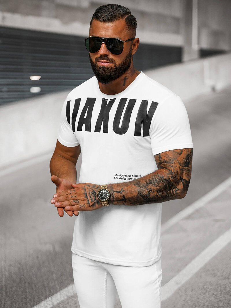 T-shirt Homme Blanc OZONEE O/T1279/1