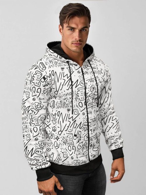 Sweatshirt à capuche homme blanc OZONEE JS/8B1182/1Z
