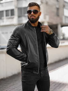Veste en cuir homme noir OZONEE JS/11Z8106Z