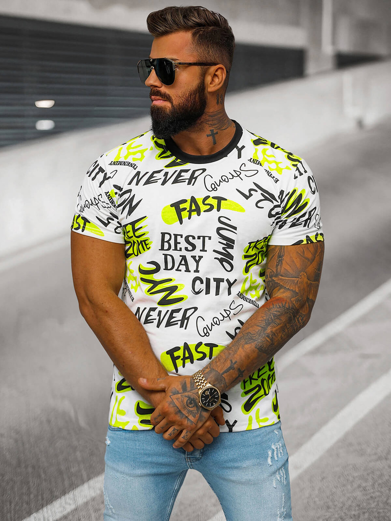 T-shirt Homme Blanc OZONEE JS/8T1210/1