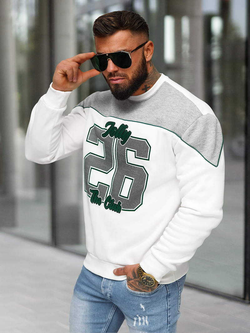 Sweatshirt Homme Blanc OZONEE O/RR250005