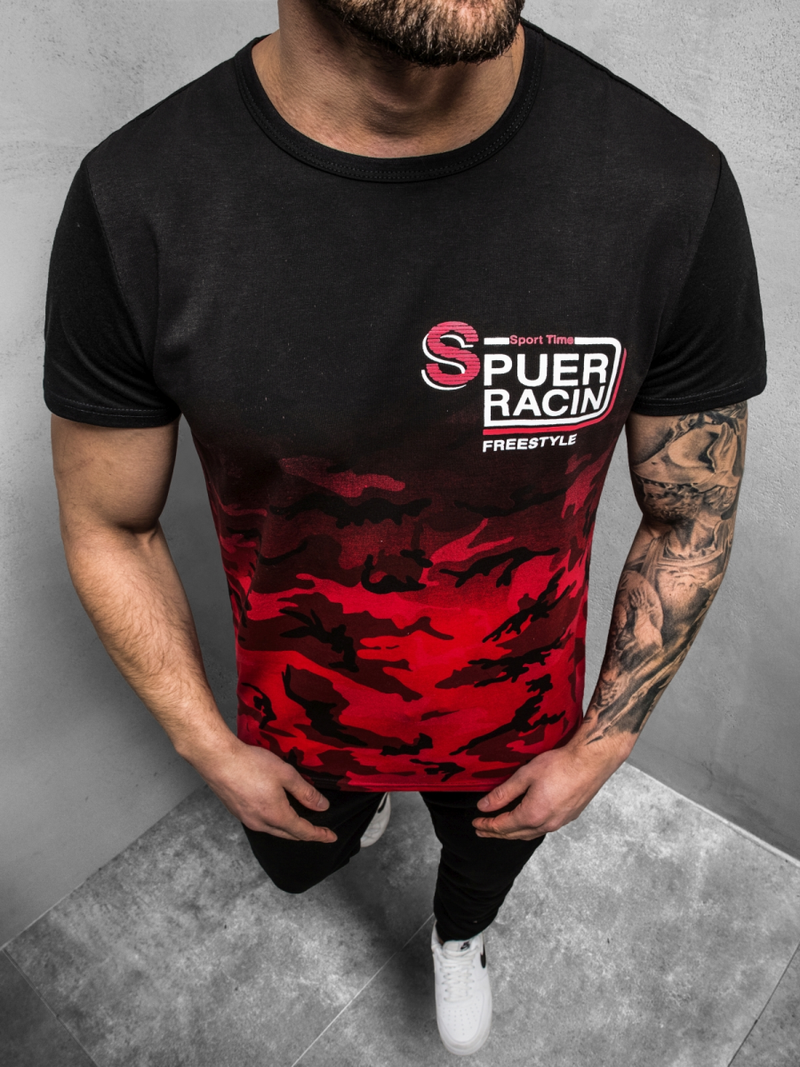 T-Shirt Homme Rouge OZONEE JS/SS10985Z