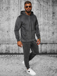 Survêtement homme en velours gris foncé OZONEE JS/8C1169/6