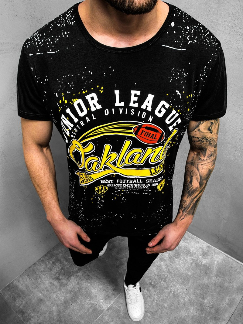 T-Shirt Homme Noir OZONEE JS/KS1975Z