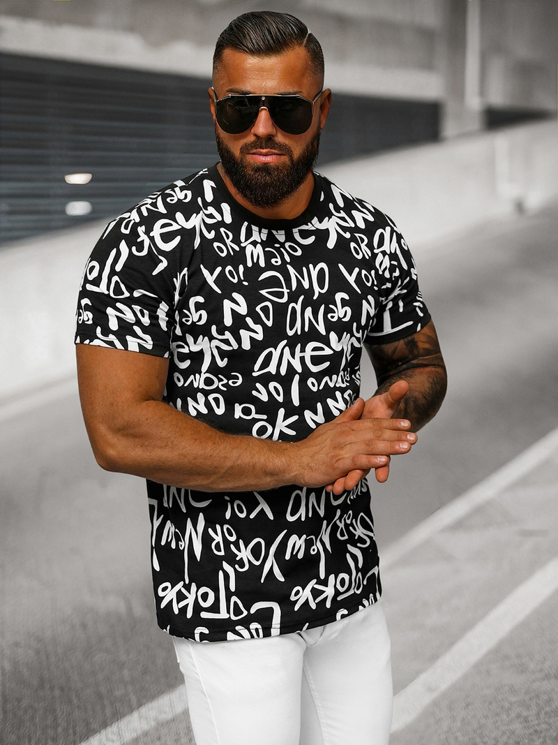 T-shirt Homme Noir OZONEE O/T1268/3