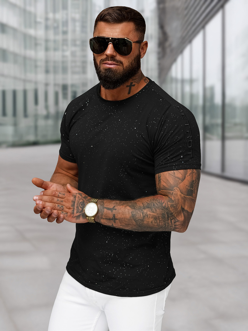 T-shirt Homme Noir OZONEE O/QQ1388