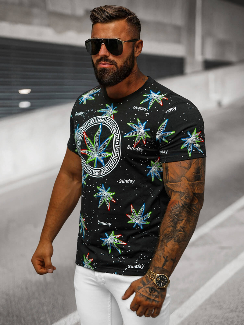 T-shirt Homme Noir OZONEE O/T136/3