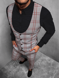 Ensemble homme - gilet et pantalon chino Gris et rouge OZONEE DJ/5598