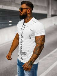 T-shirt Homme Blanc OZONEE O/8T1259/1