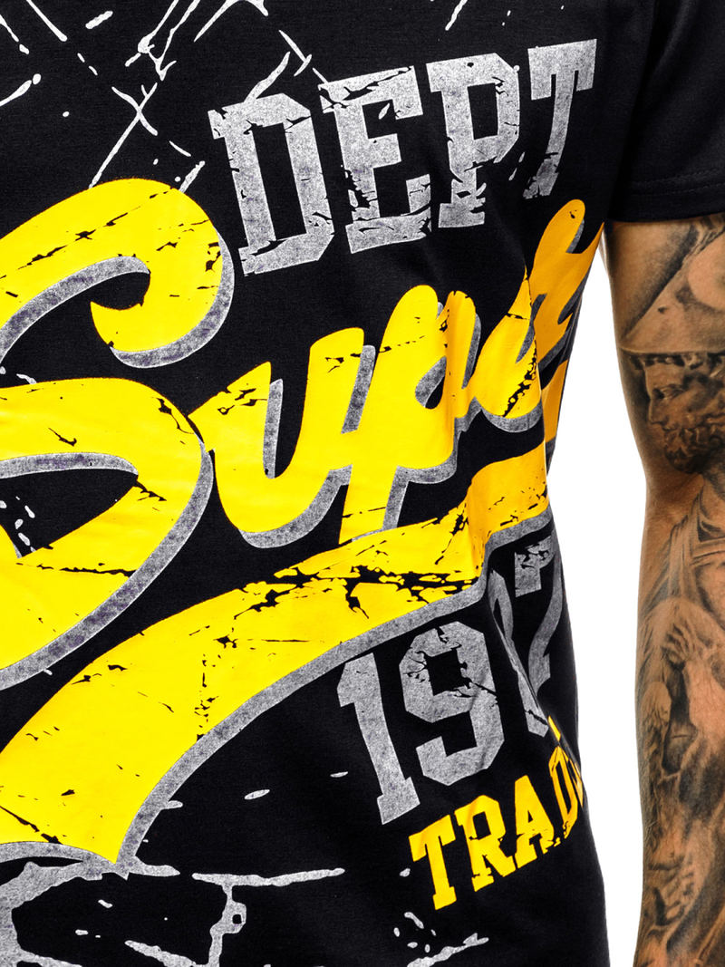 T-Shirt Homme Noir OZONEE JS/KS1942