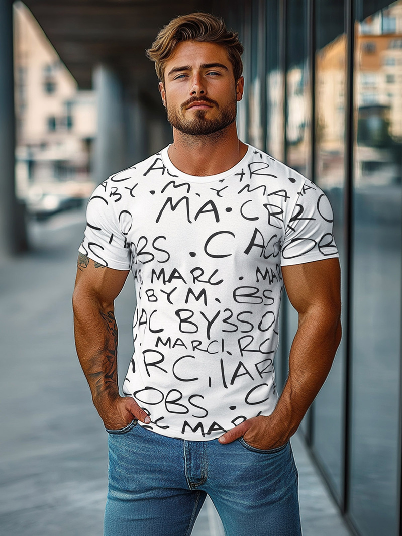 T-shirt Homme Blanc OZONEE JS/8T1213/1Z