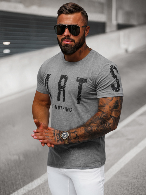 T-shirt Homme Gris Foncé OZONEE O/8T1263/5