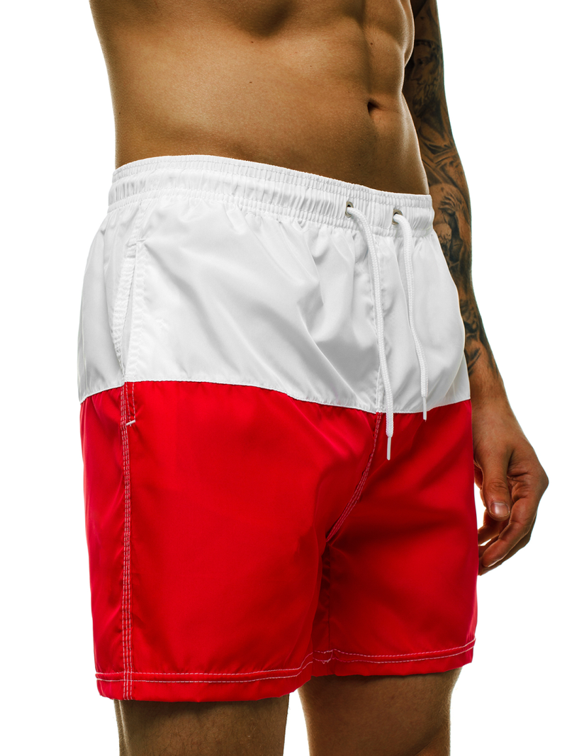 Short de bain homme Blanc et rouge OZONEE JS/YW02058