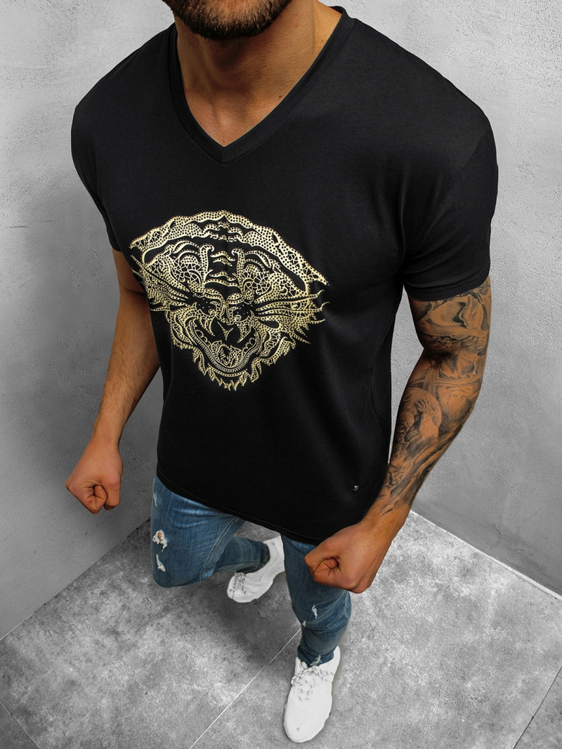 T-Shirt Homme Noir OZONEE NB/3011