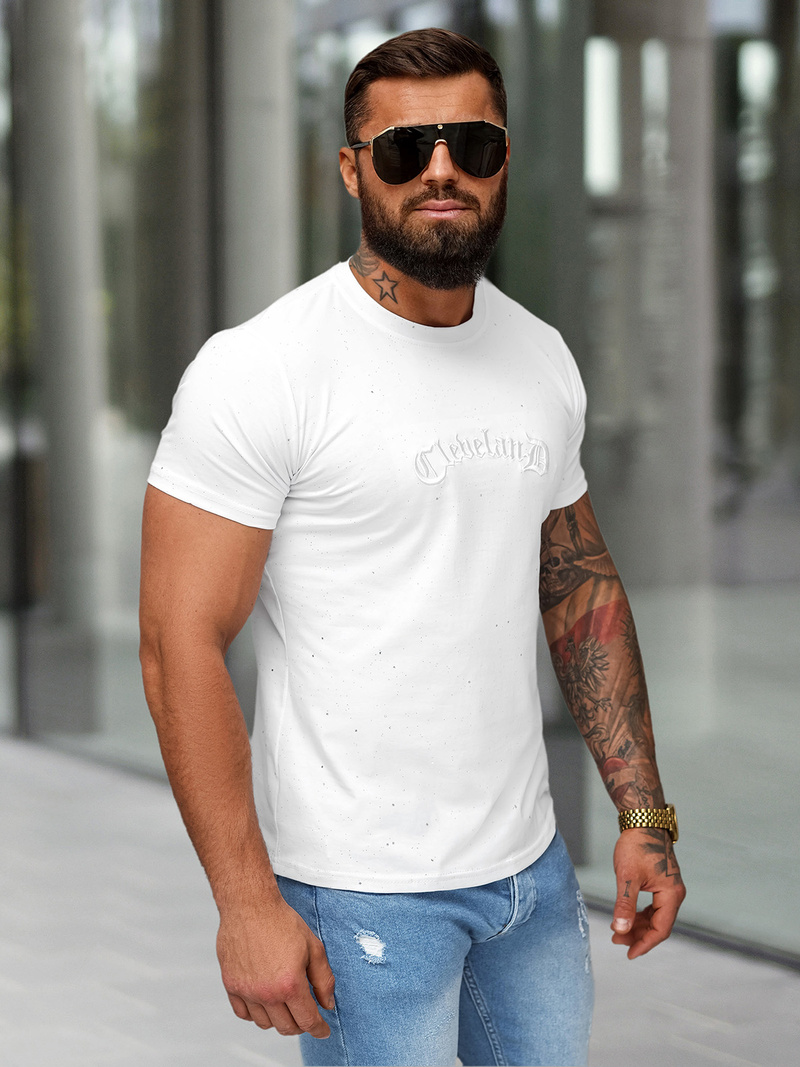 T-shirt Homme Blanc OZONEE O/QQ1386
