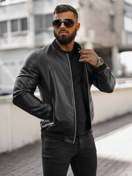Veste en cuir homme noir OZONEE JS/11Z8106Z