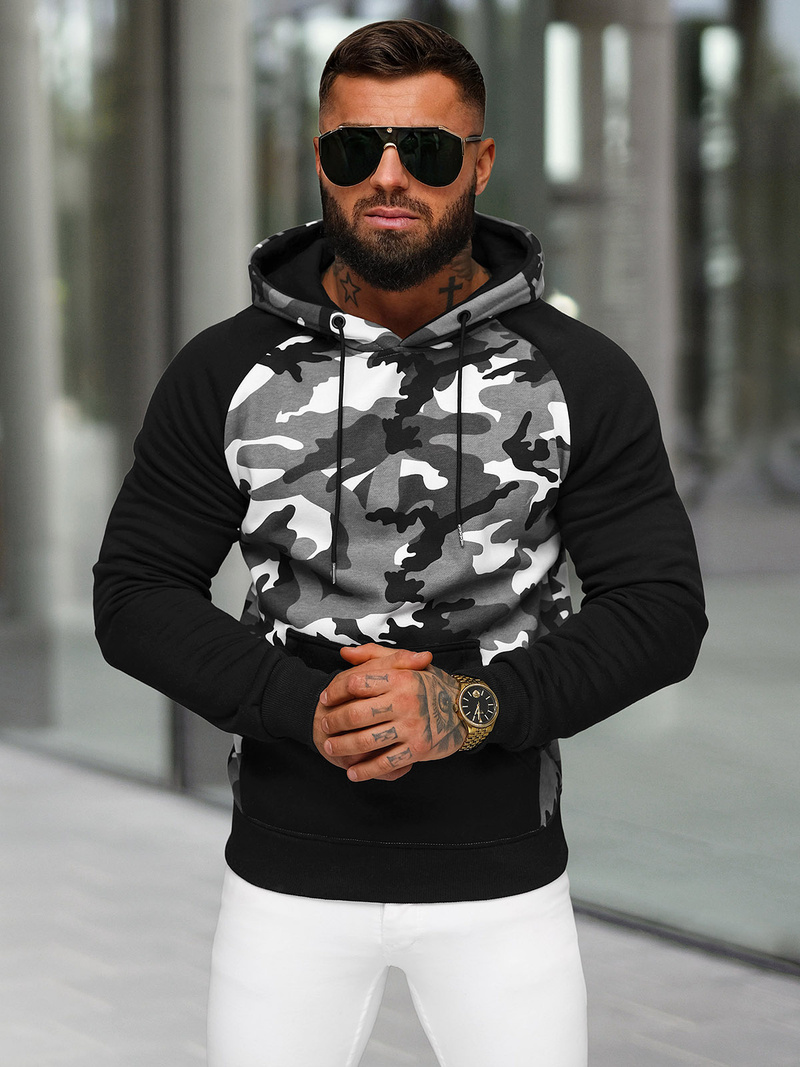 Sweatshirt à capuche homme gris OZONEE JS/8B158/2