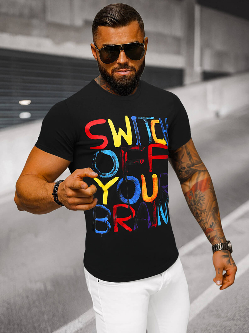 T-shirt Homme Noir OZONEE O/T125/3Z