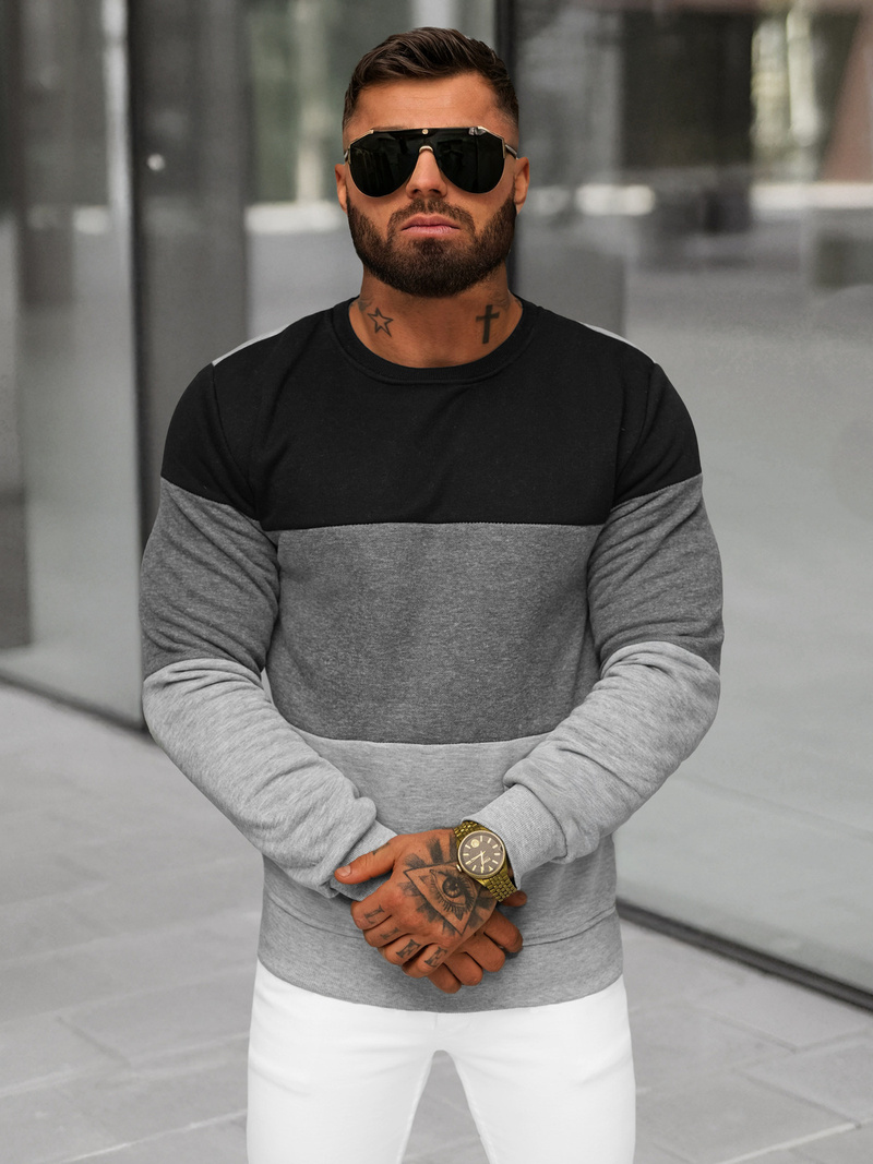 Sweatshirt Homme Gris OZONEE JS/8B1303/2