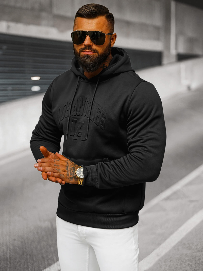 Sweatshirt à capuche homme noir OZONEE JS/27B6511/3