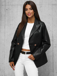 Veste en cuir femme noir OZONEE JS/11Z8121Z
