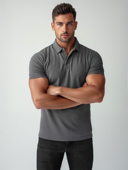 Polo Homme Gris Foncé OZONEE JS/8T80/5Z
