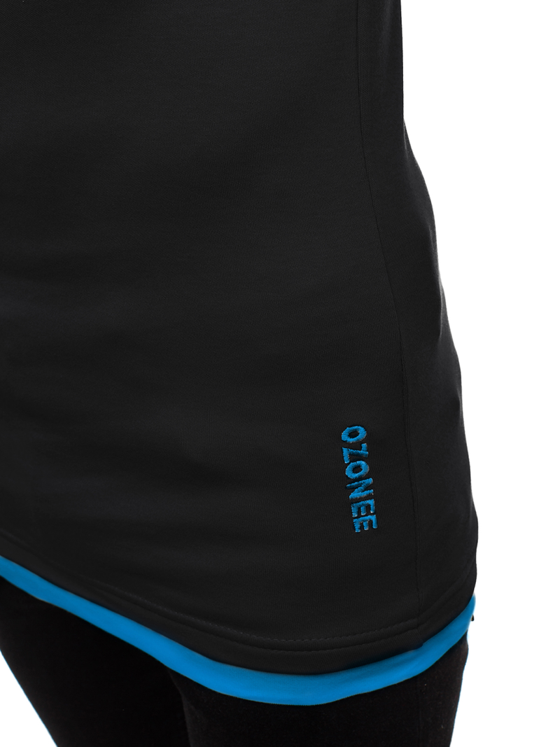 T-Shirt Homme Noir et bleu OZONEE O/1273Z