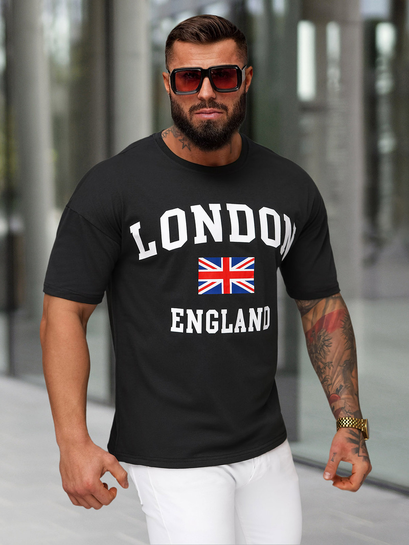 T-shirt Homme Noir OZONEE JS/8B1373/3