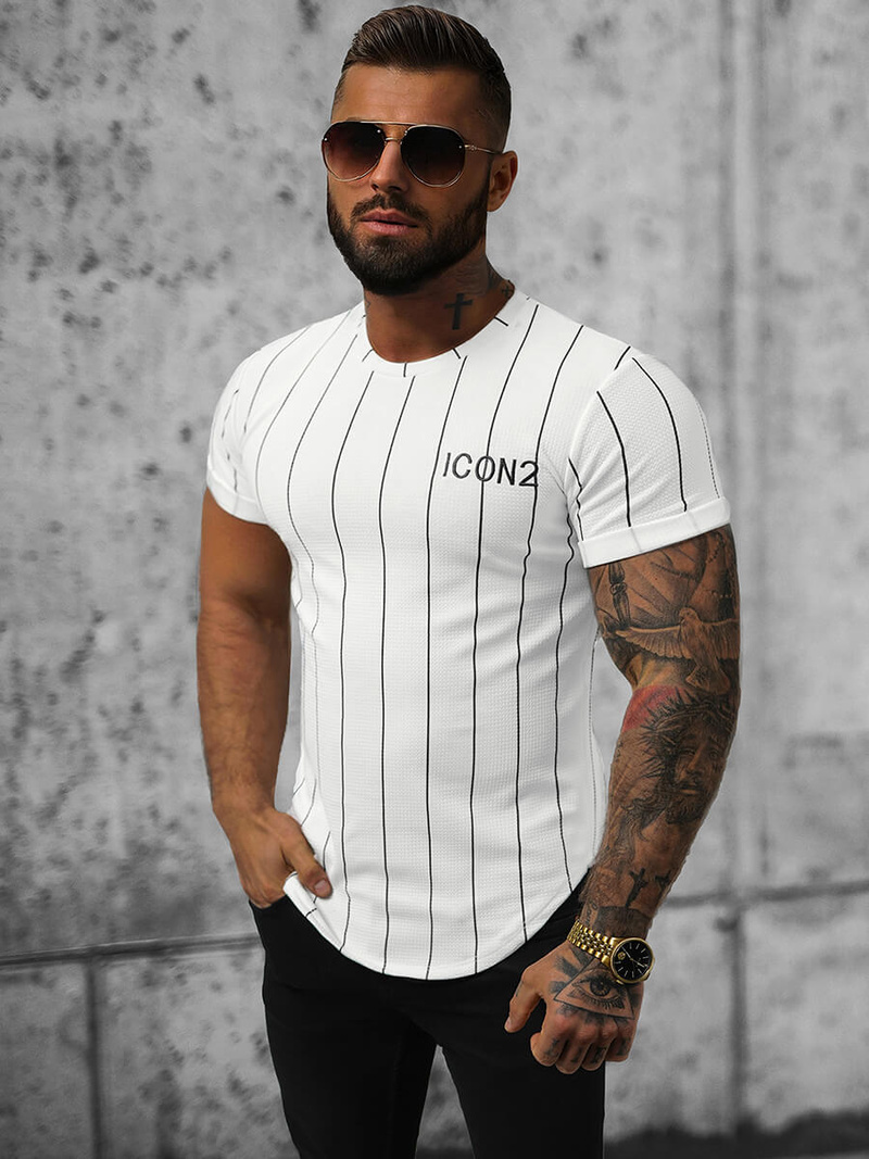 T-shirt Homme Blanc OZONEE O/P1116