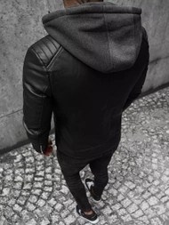 Veste en cuir homme Noir OZONEE JS/11Z8012