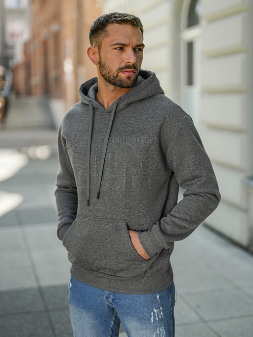 Sweatshirt à capuche homme gris foncé OZONEE JS/8B1773/5