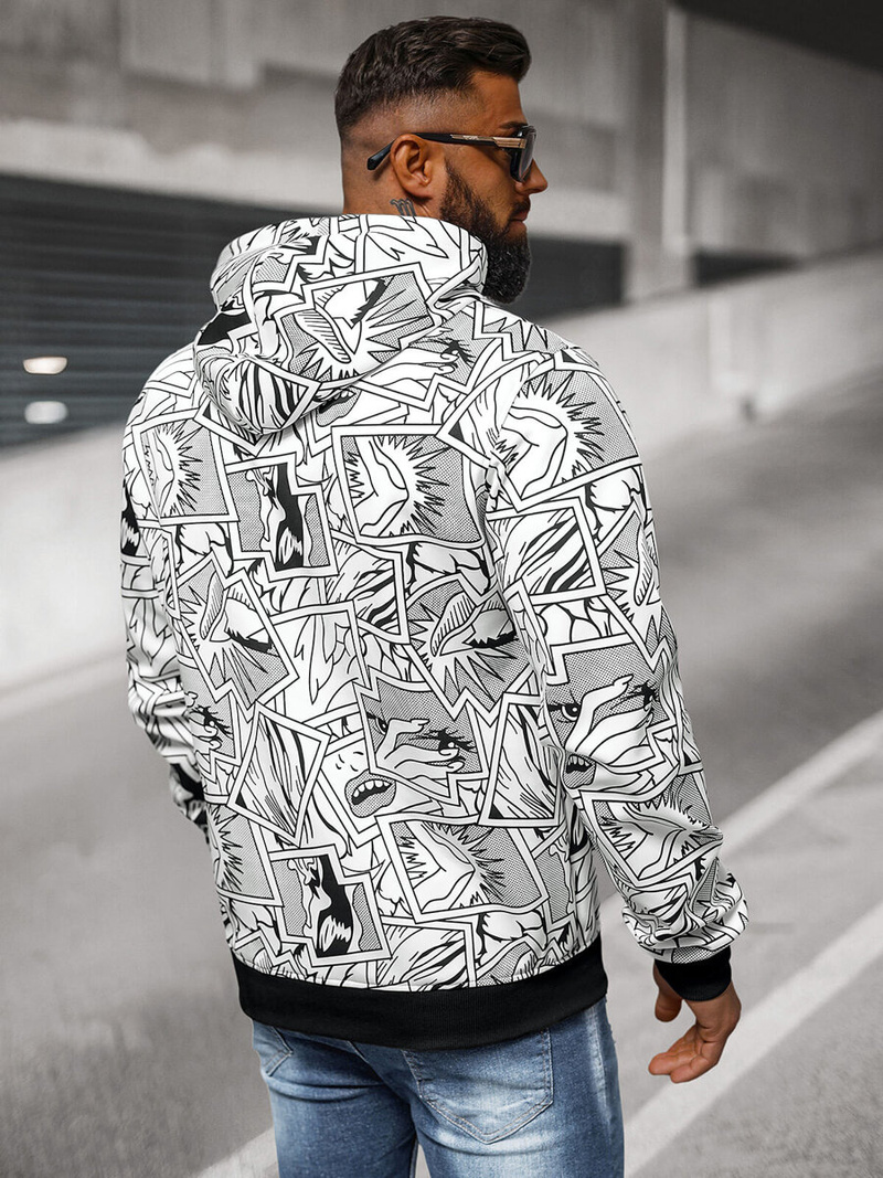 Sweatshirt à capuche homme blanc OZONEE JS/8B1256/1