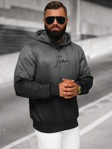 Sweatshirt à capuche homme graphite-noir OZONEE JS/27B6501/5