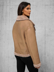 Veste en cuir femme beige OZONEE JS/11Z8176Z