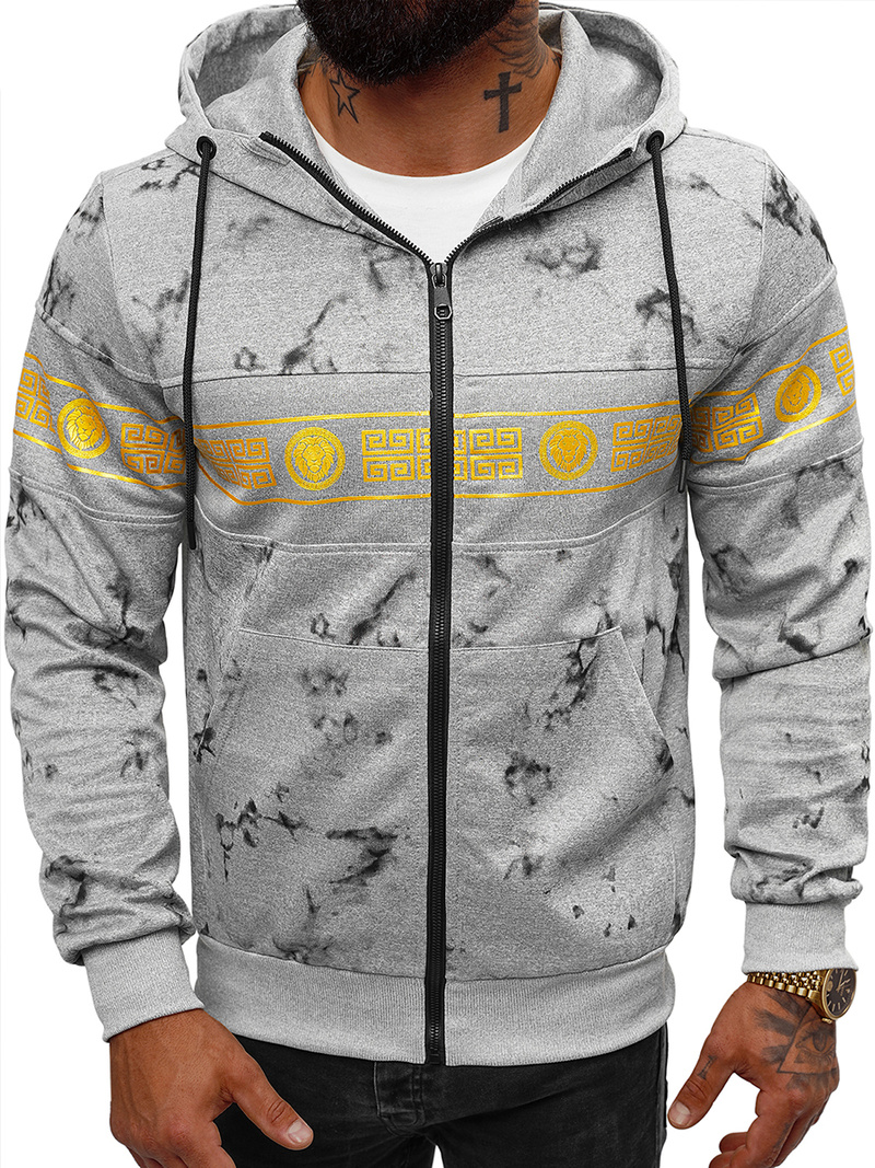 Sweatshirt à capuche homme gris OZONEE JS/B8125