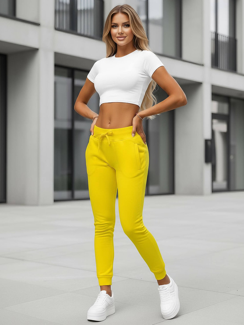 Pantalon de survêtement pour femmes jaune OZONEE JS/CK01Z