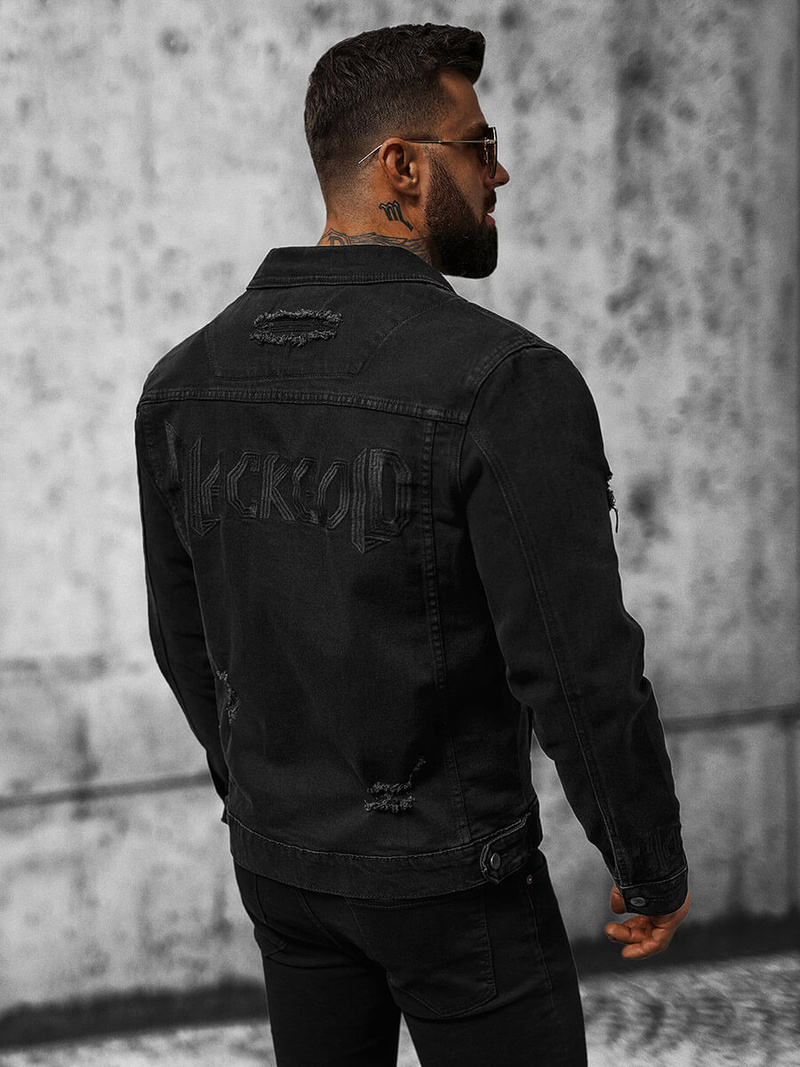 Veste en jean Homme noir OZONEE NB/MJ535N