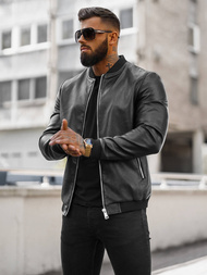 Veste en cuir homme noir OZONEE JS/11Z8106Z