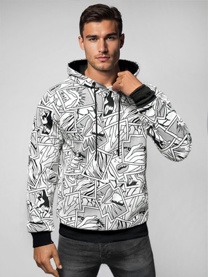 Sweatshirt à capuche homme blanc OZONEE JS/8B1256/1Z