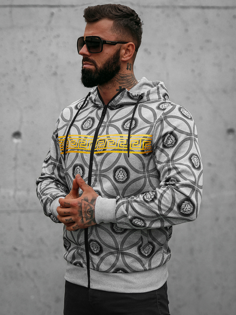 Sweatshirt à capuche homme gris OZONEE JS/B8123Z