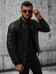 Veste en cuir homme Noir OZONEE JS/11Z8015