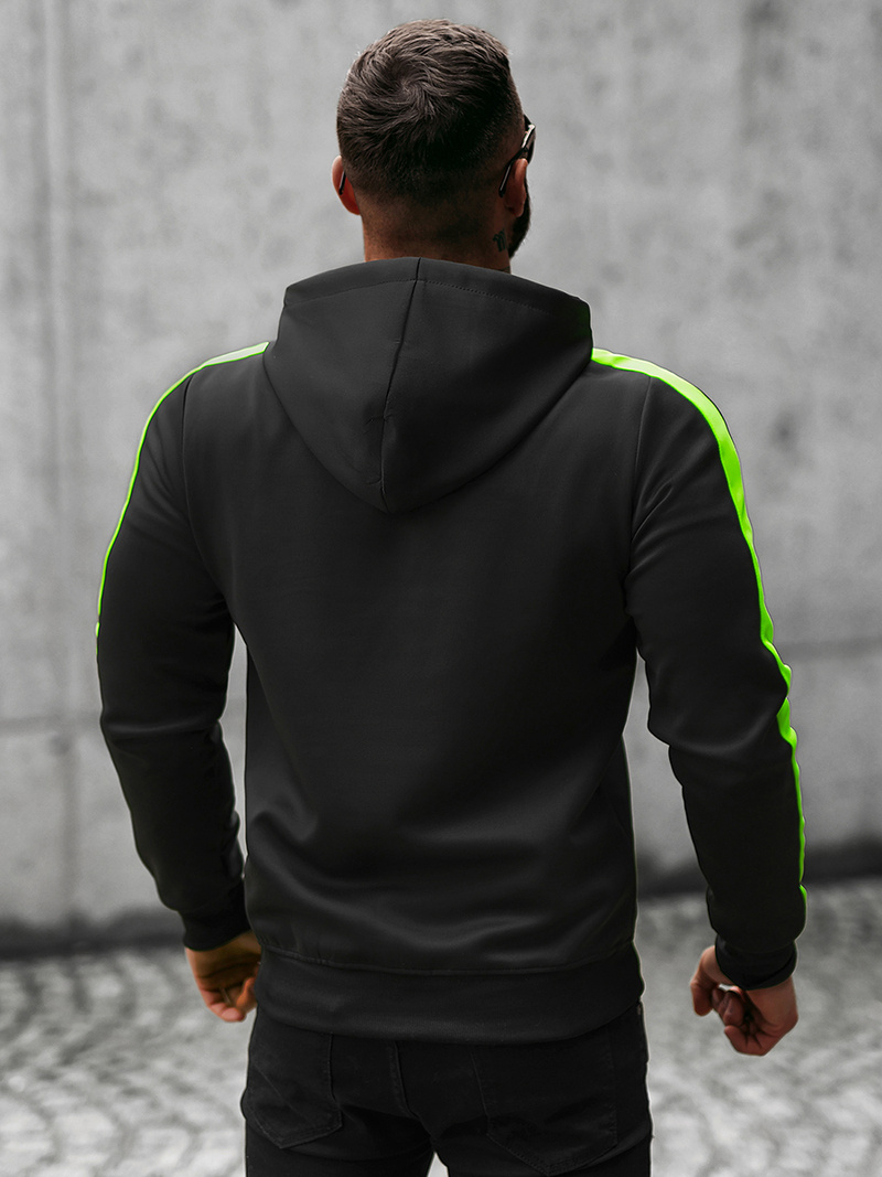 Sweatshirt Homme Noir et Vert OZONEE O/8B153/3/82