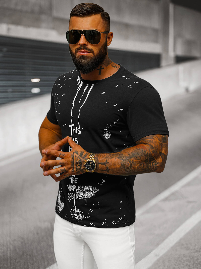 T-shirt Homme Noir OZONEE O/8T1259/3