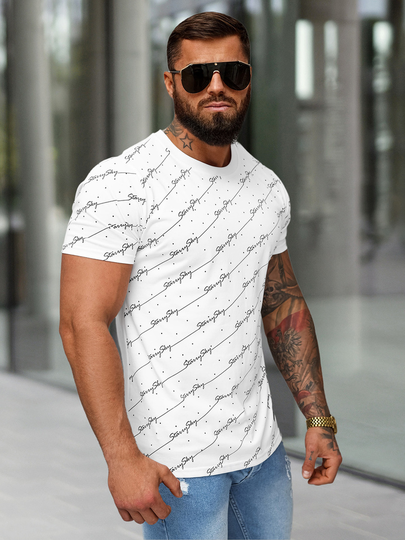 T-shirt Homme Blanc OZONEE O/QQ1323