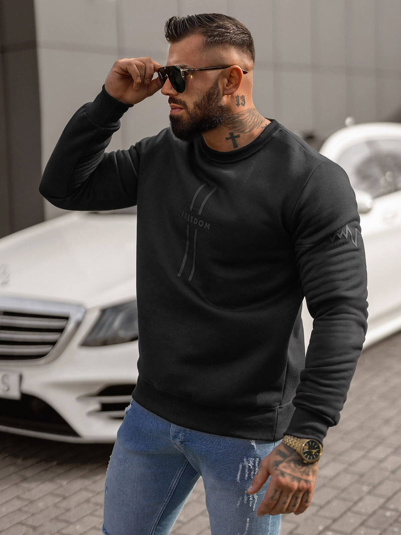 Sweatshirt Homme Noir OZONEE JS/8B1358/3