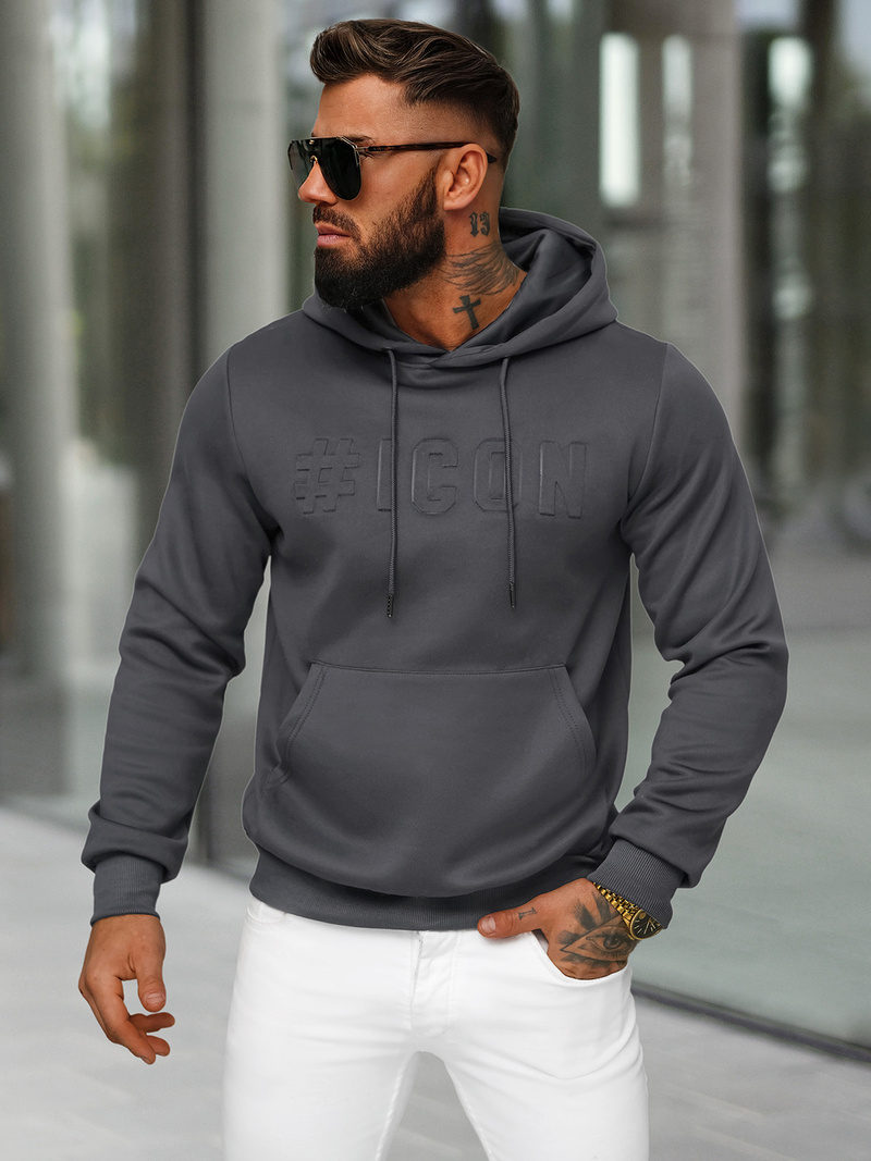 Sweatshirt à capuche homme gris foncé OZONEE JS/27B6502/5Z